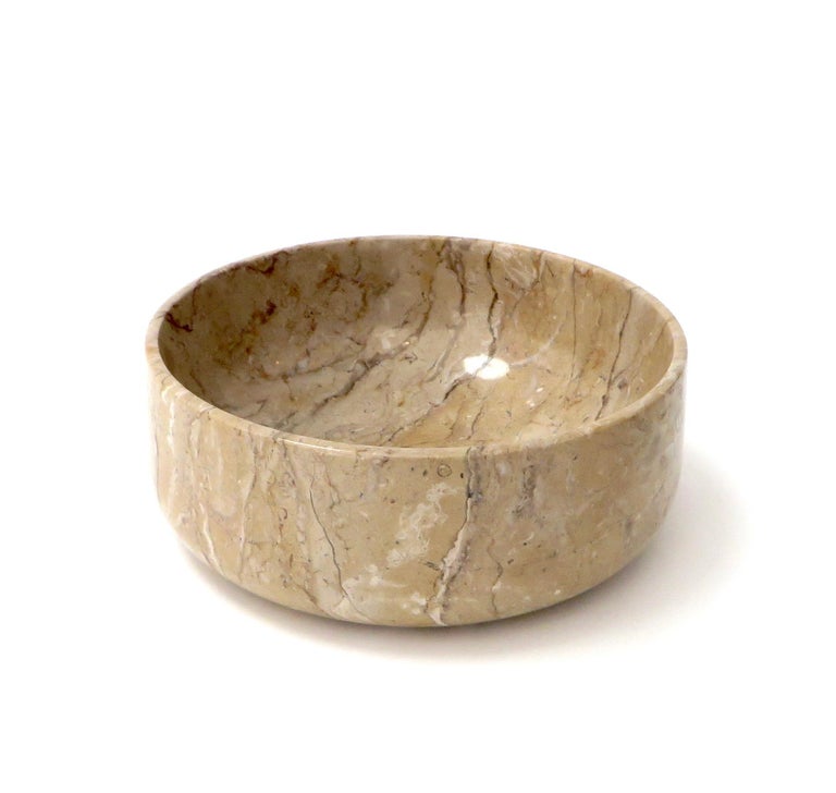 Italian Polished Marble Bowl Caramel Brown Dark Brown High Sided Bowl