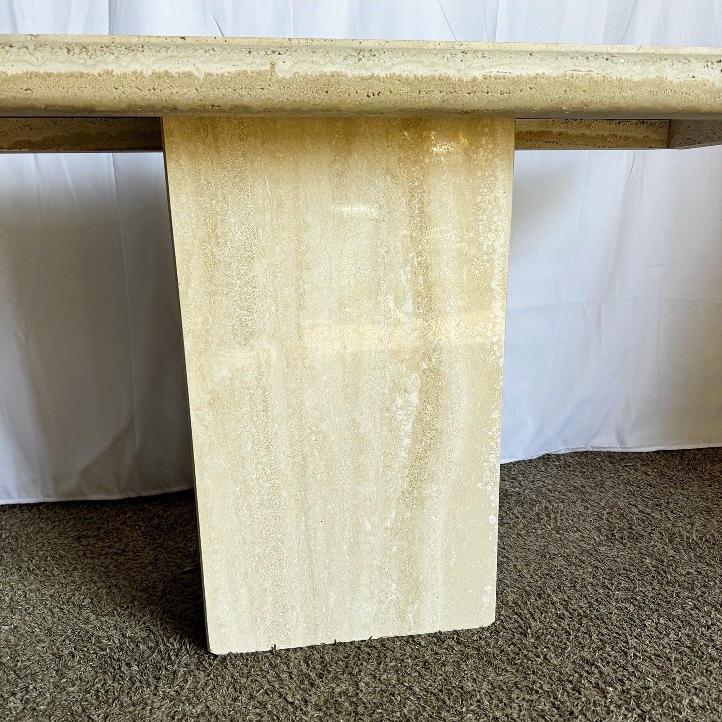 Italian Polished Travertine Bullnose Console Table For Sale 4