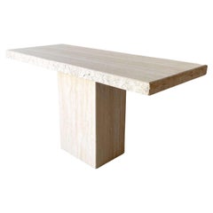 Italian Polished Travertine Console Table by Stone International