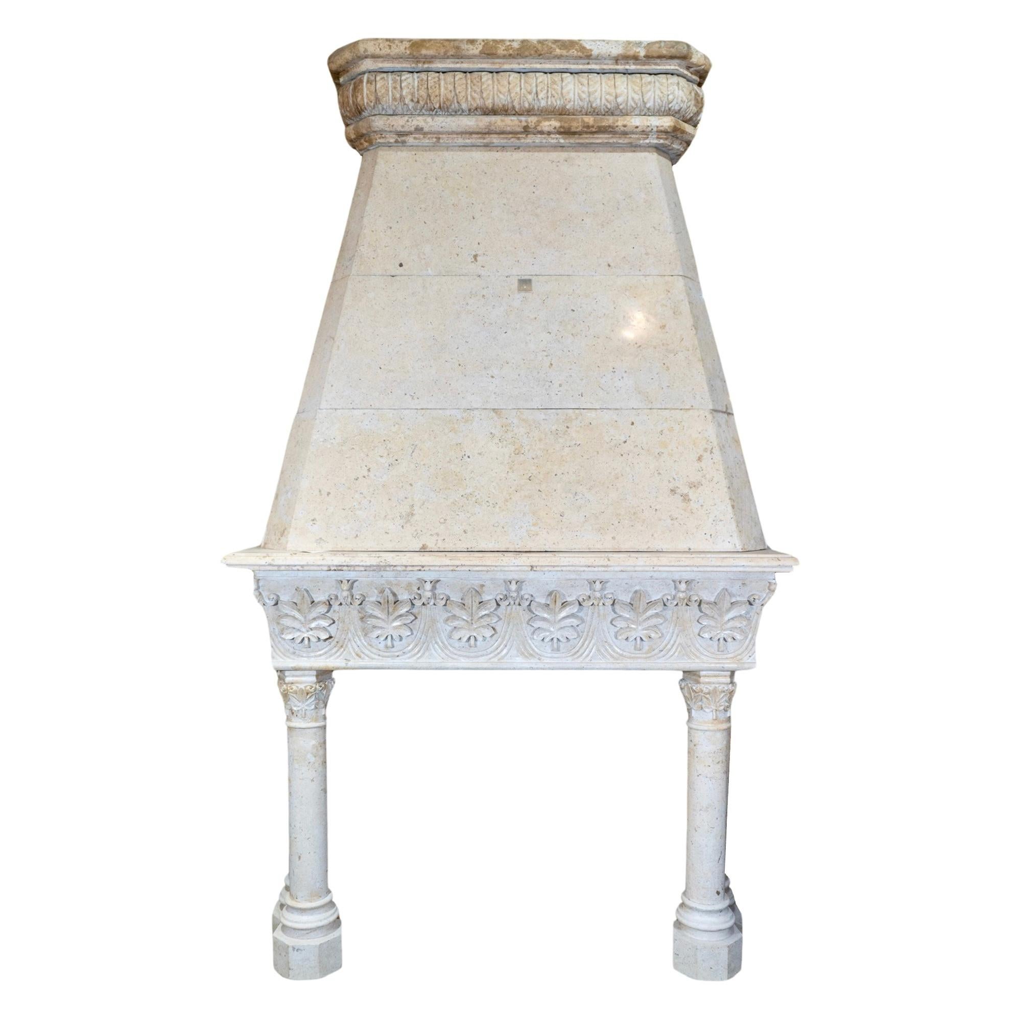 This Italian Polished Travertine Fireplace, made out of high-quality travertine from Italy, showcases intricate floral motifs that date back to the late 19th century. The polished finish adds a touch of elegance to any room, while the durable