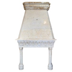 Used Italian Polished Travertine Fireplace