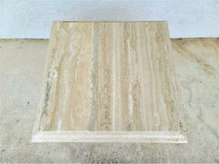 Italian Polished Travertine Marble Side End Table by Stone International