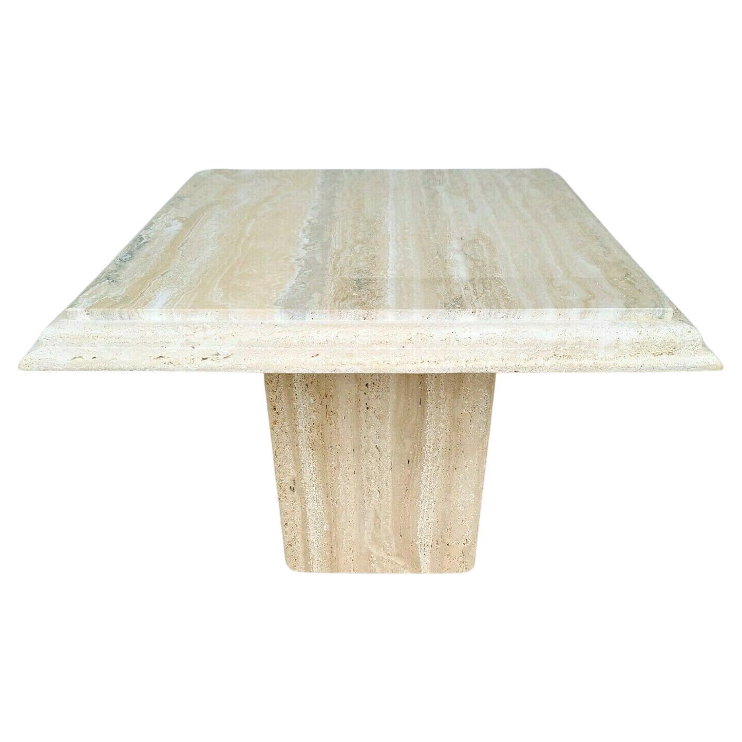 Italian Polished Travertine Marble Side End Table by Stone International