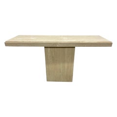 Vintage Italian Polished Travertine Rectangular Console Table, 1970s