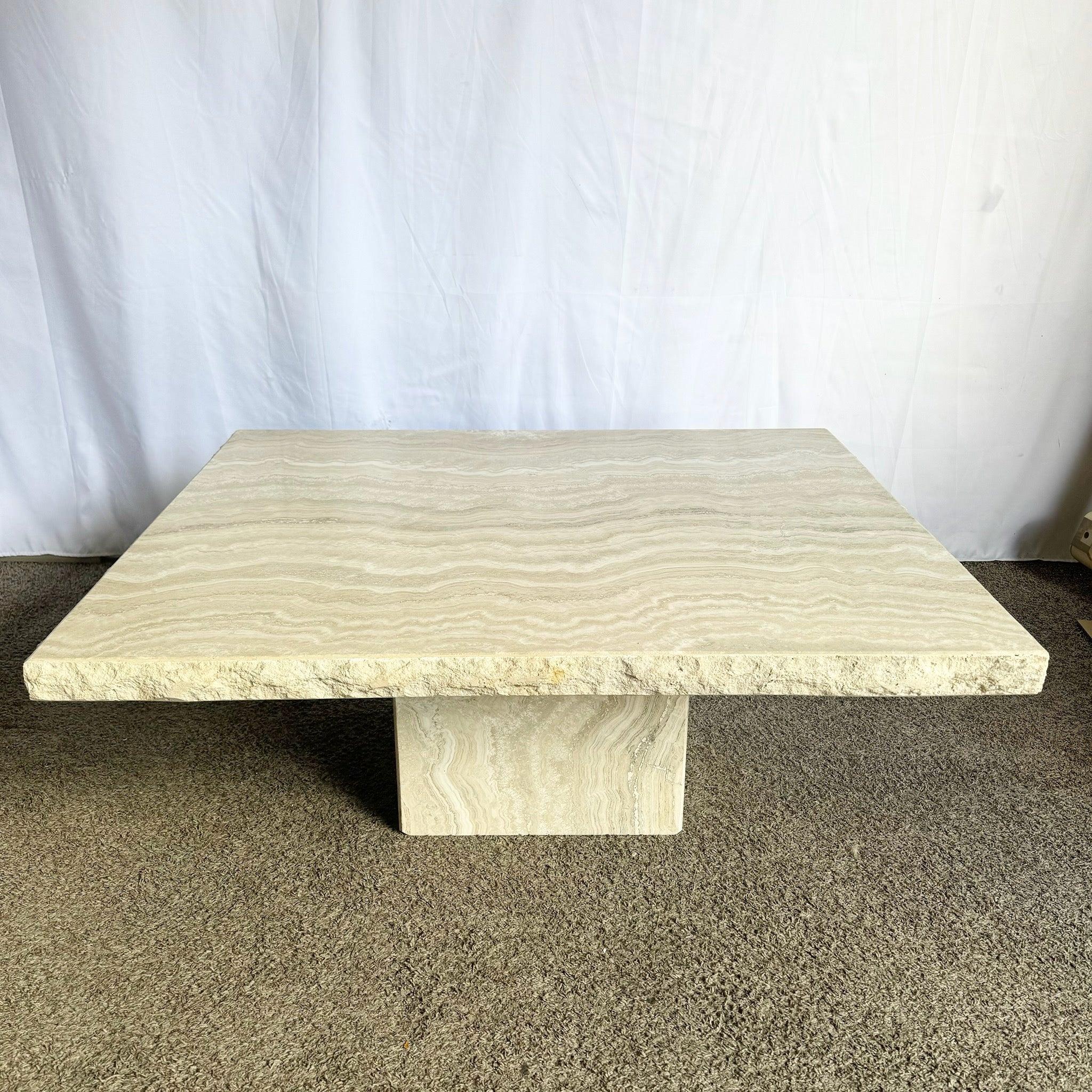 Italian Polished Travertine Rectangular Top Coffee Table With Raw Edges For Sale 6