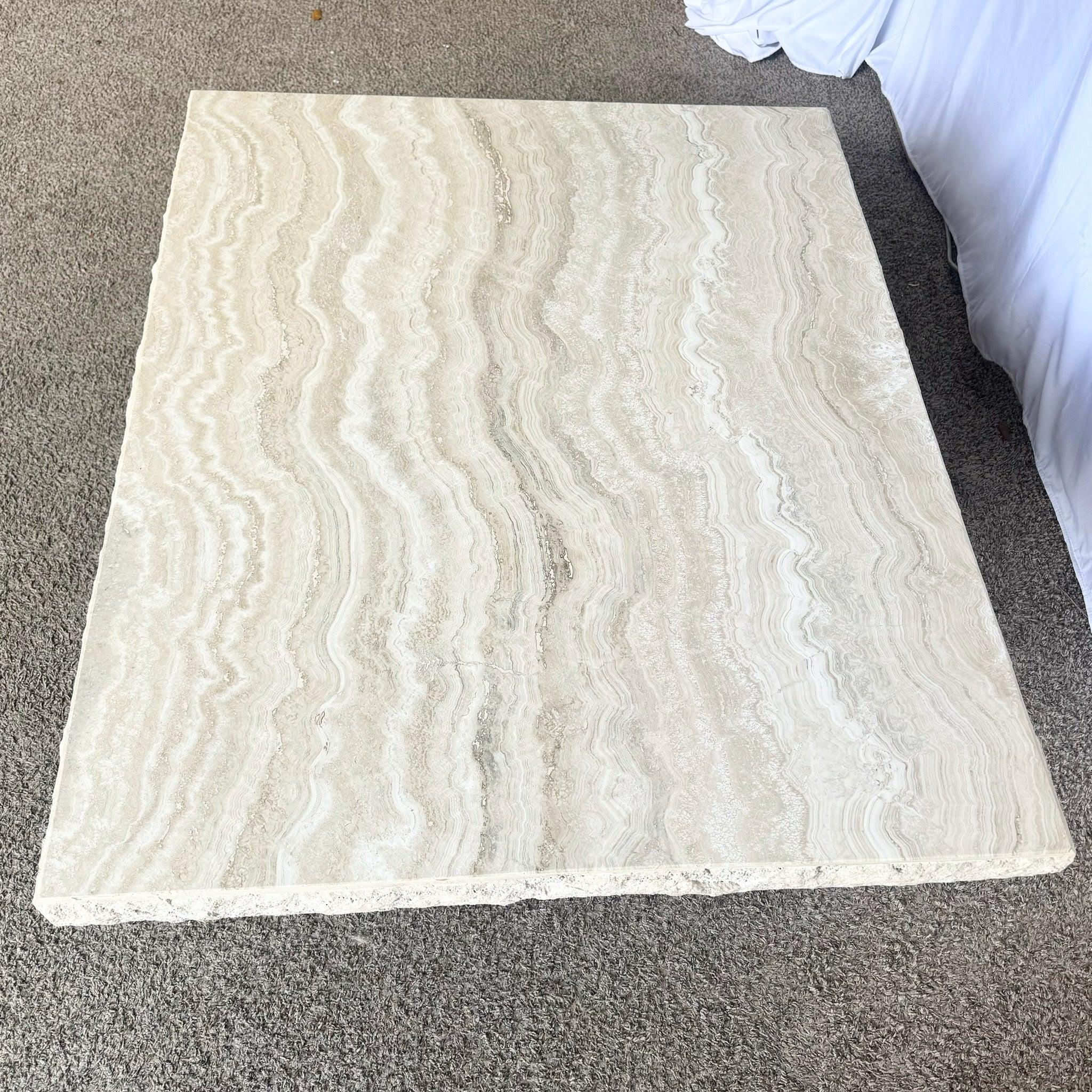 Italian Polished Travertine Rectangular Top Coffee Table With Raw Edges For Sale 3