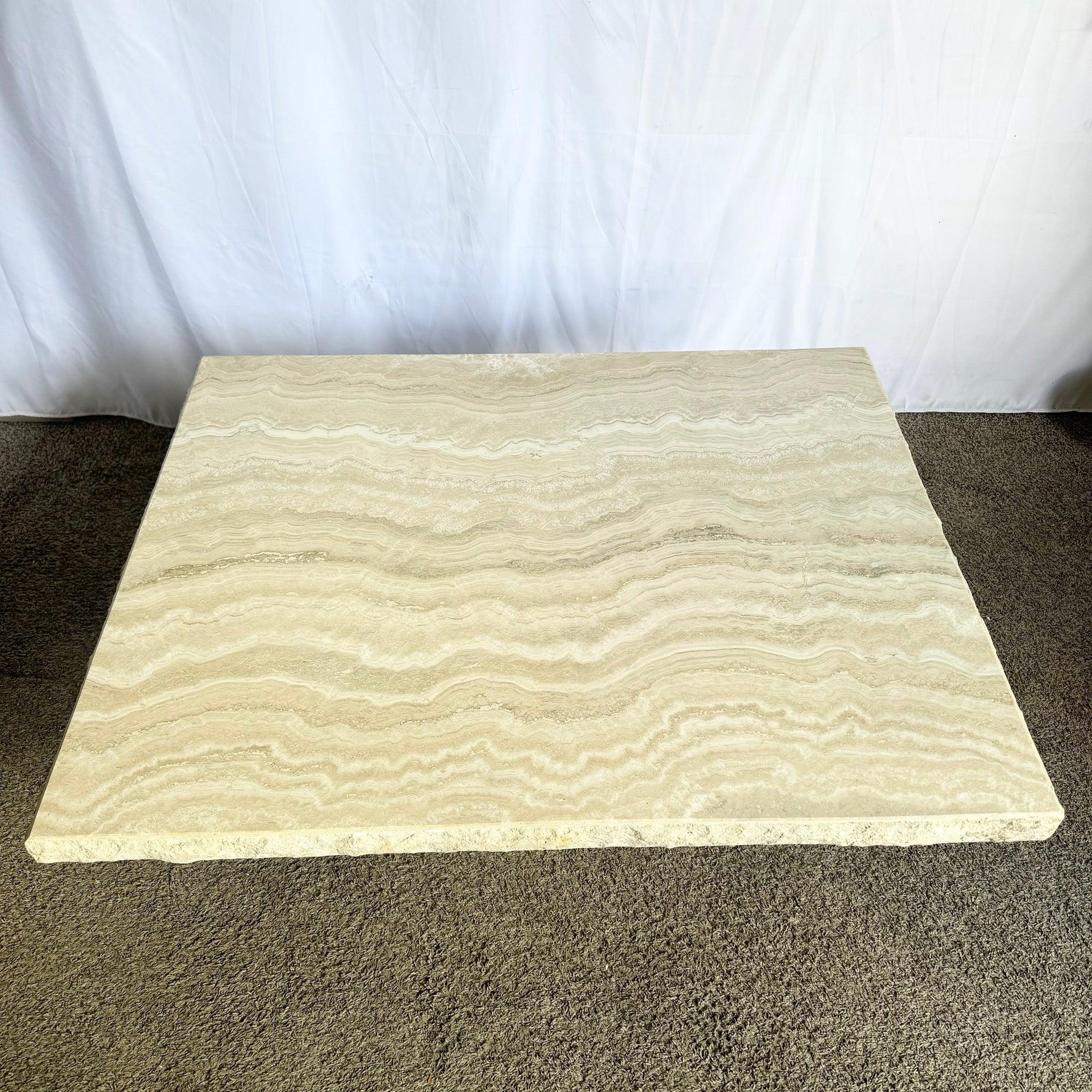 Italian Polished Travertine Rectangular Top Coffee Table With Raw Edges For Sale 5