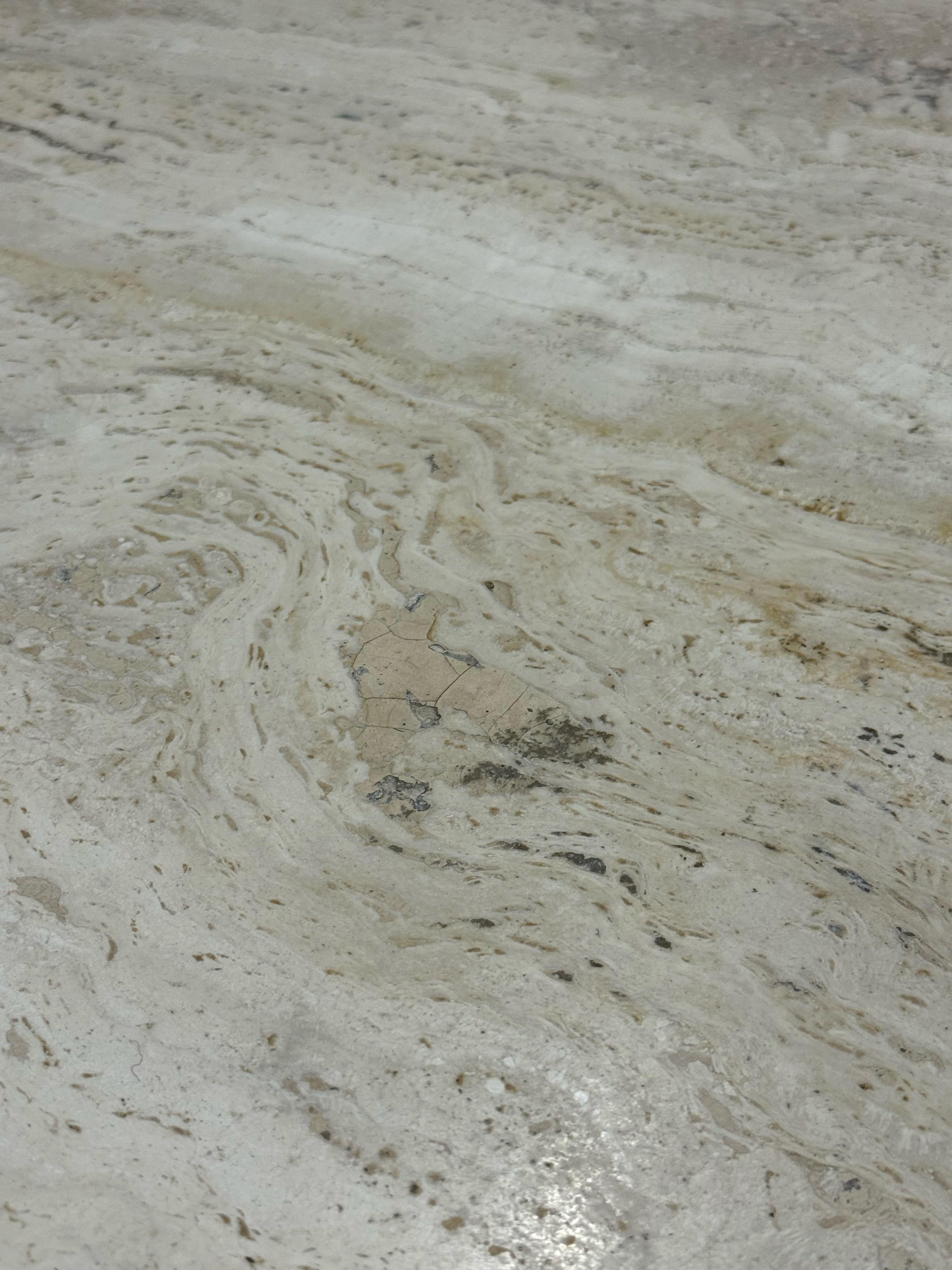 Italian Polished Travertine Square Dining or Center Table, 1970s 9