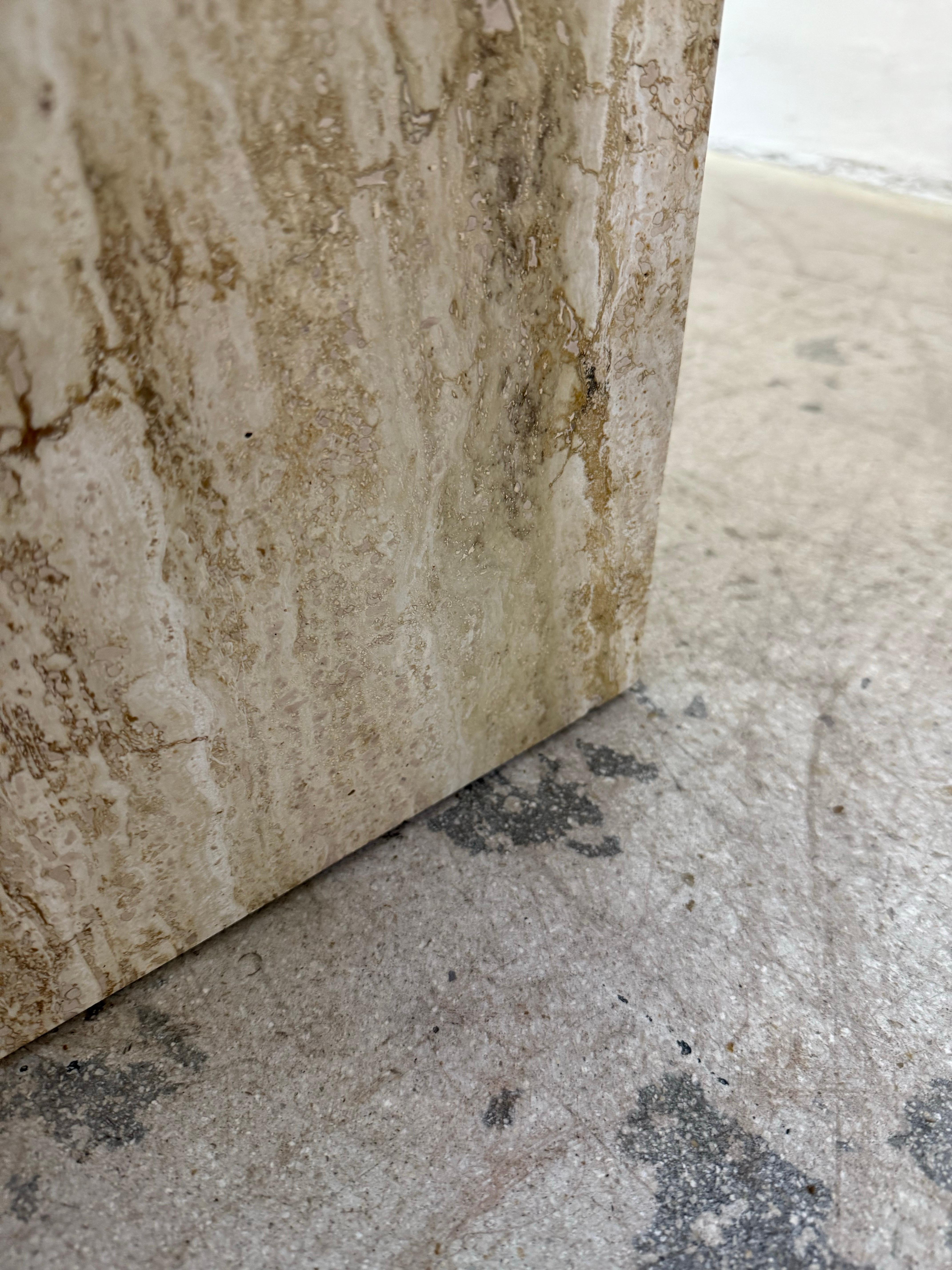 Italian Polished Travertine Square Dining or Center Table, 1970s 10
