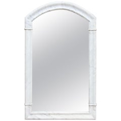 Italian Polished White Marble Mirror, 19th Century, Rare
