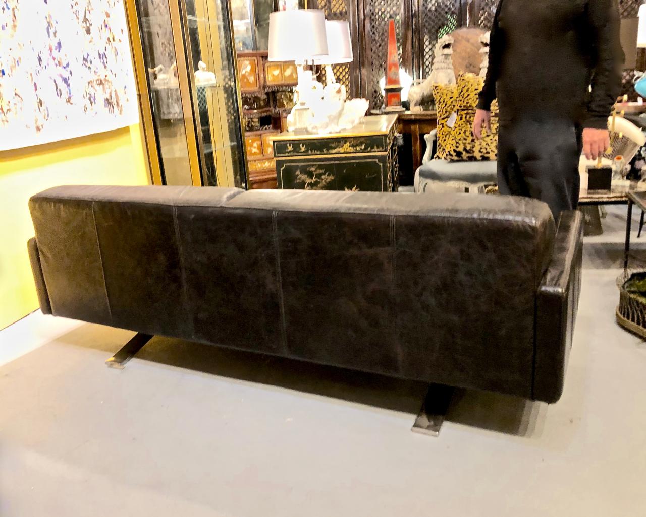 Modern Italian Polrona Frau-Style Leather Sofa