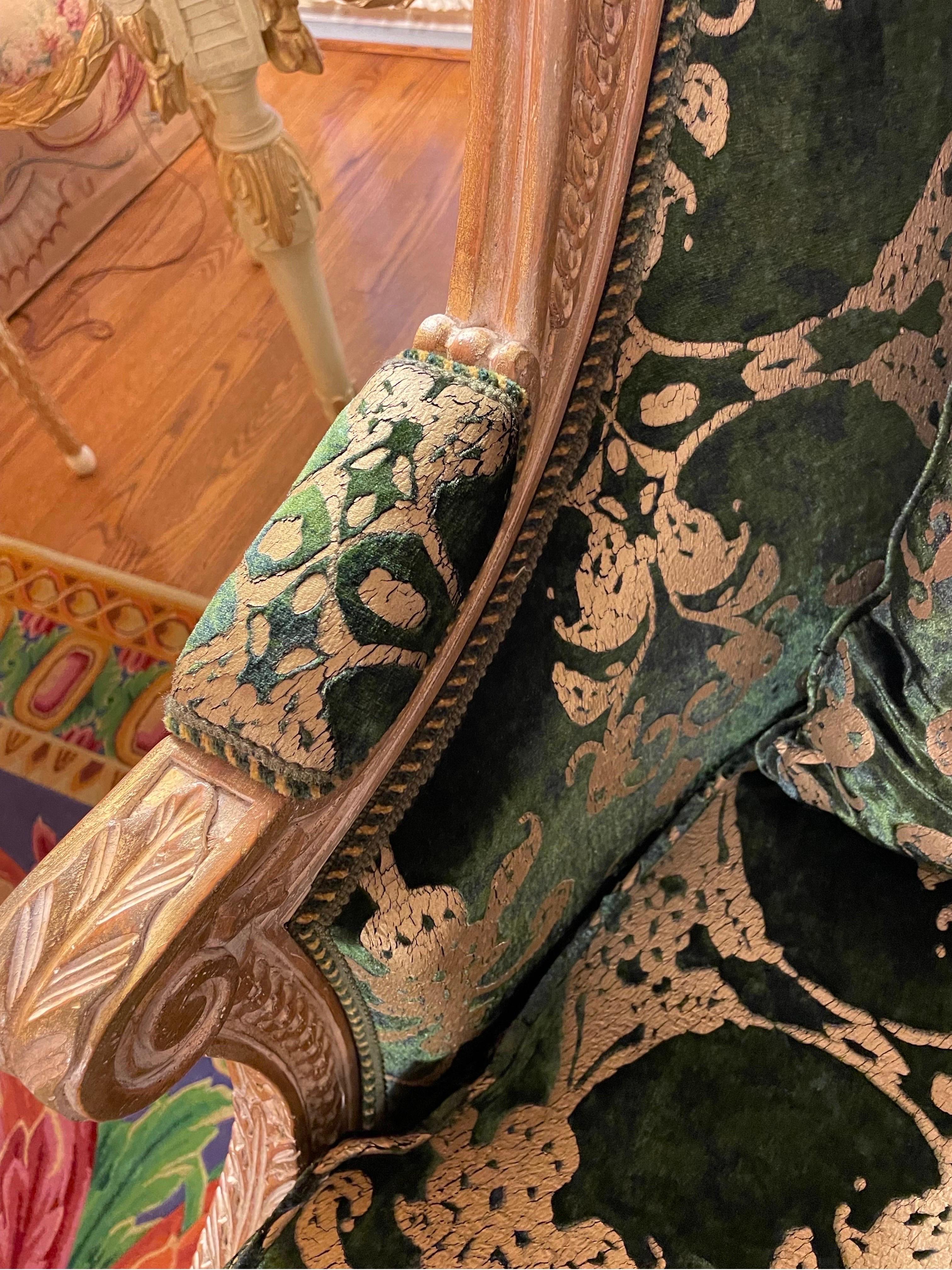 Italienischer Poltrona Sessel Hand Made Smaragdgrüner Samt  im Angebot 3