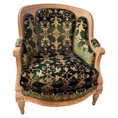 Italian Poltrona Armchair Hand Made Emerald Green Velvet