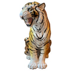 Vintage Italian Polychrome Ceramic Tiger