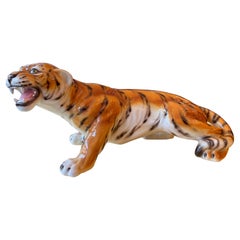 Tigre italien en céramique polychrome