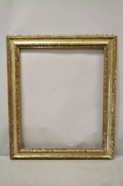 Italian Polychrome Parcel Gilt Carved Wood 51x33 Florentine Painting Frame