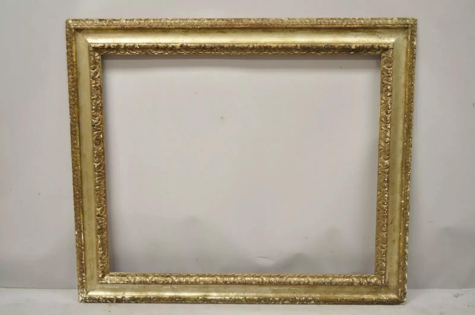 Marco Italiano Para Pintura Florentina De Madera Tallada Dorada Policromada 51x33 Desconocido en venta