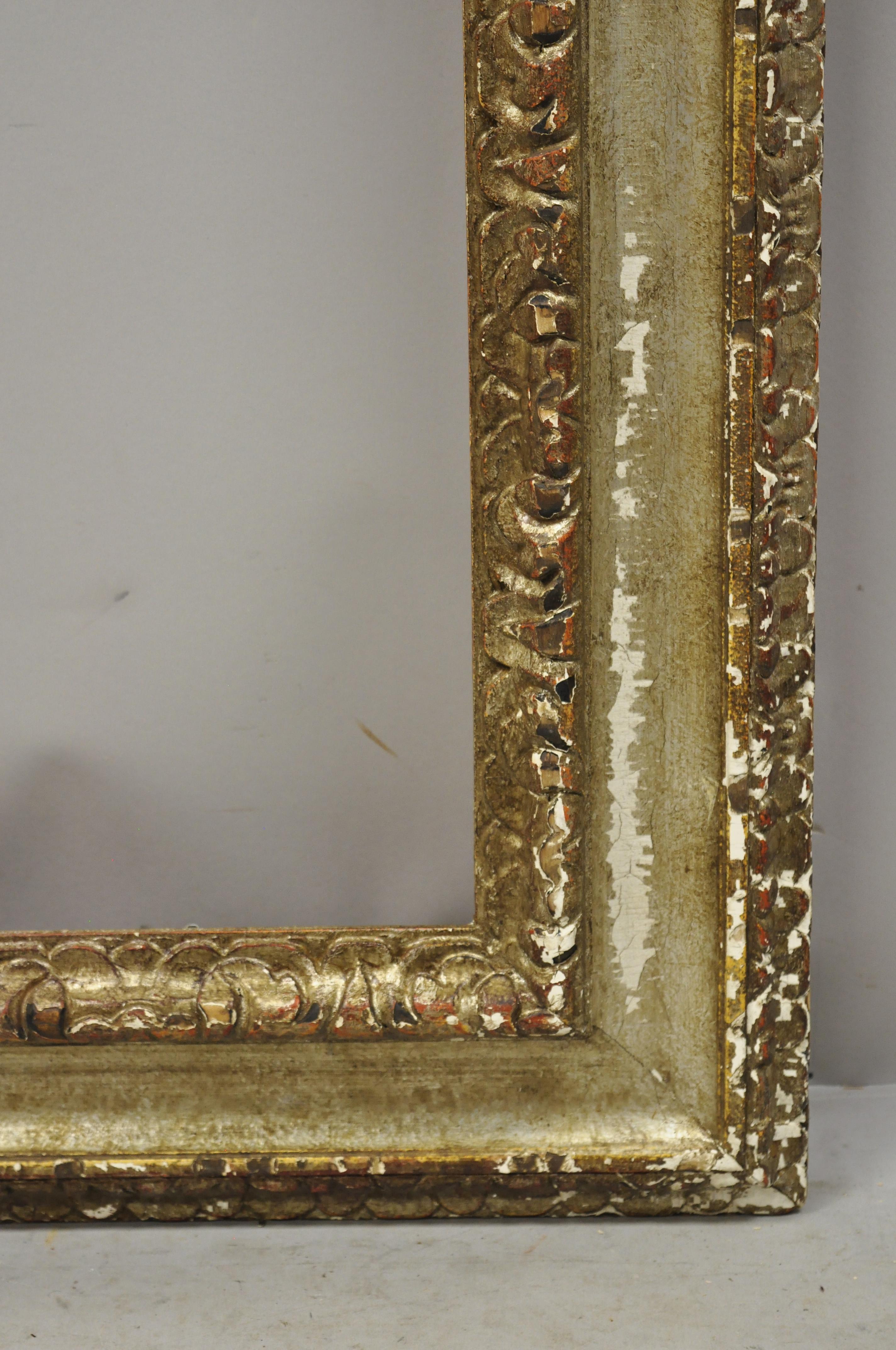 Italian Polychrome Parcel Gilt Carved Wood Florentine Painting Frame For Sale 1