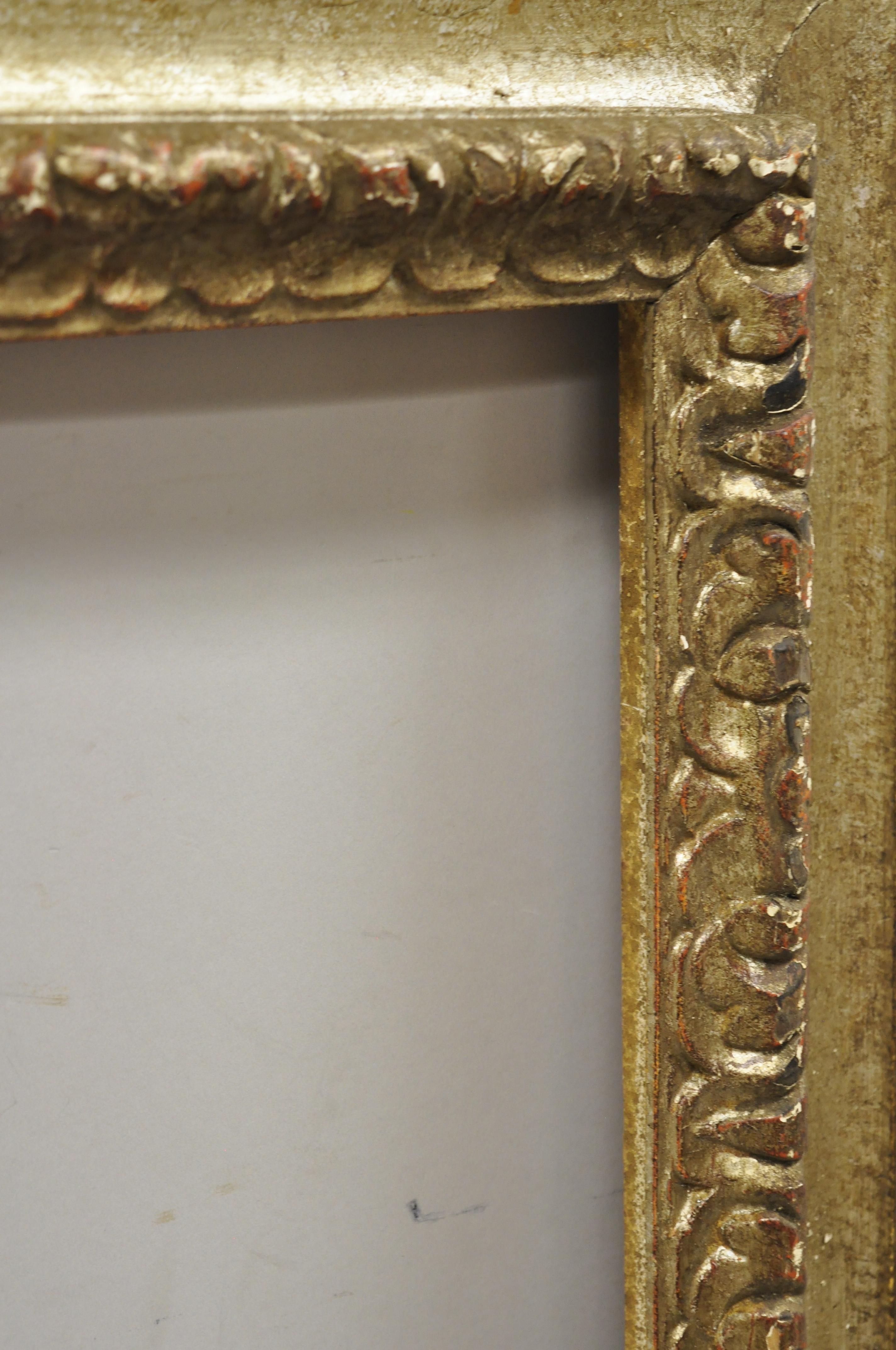 Italienischer polychromer, teilweise vergoldeter, geschnitzter Florentiner Gemälderahmen aus Holz im Angebot 4