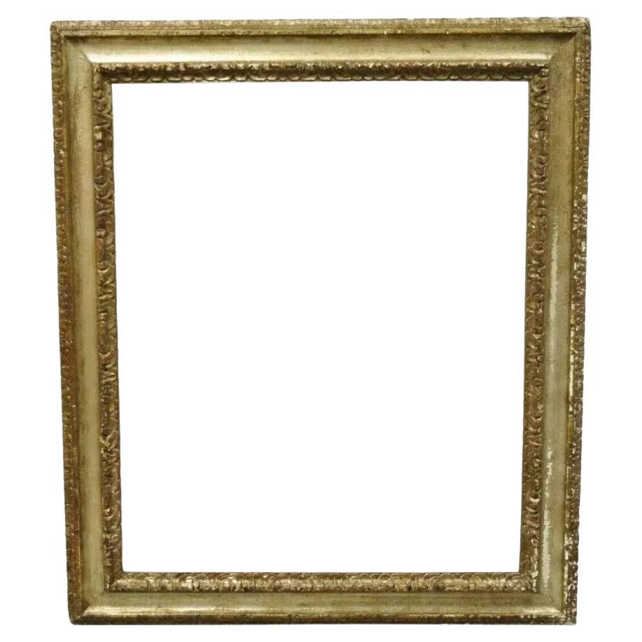 Marco Italiano Para Pintura Florentina De Madera Tallada Dorada Policromada 51x33 en venta