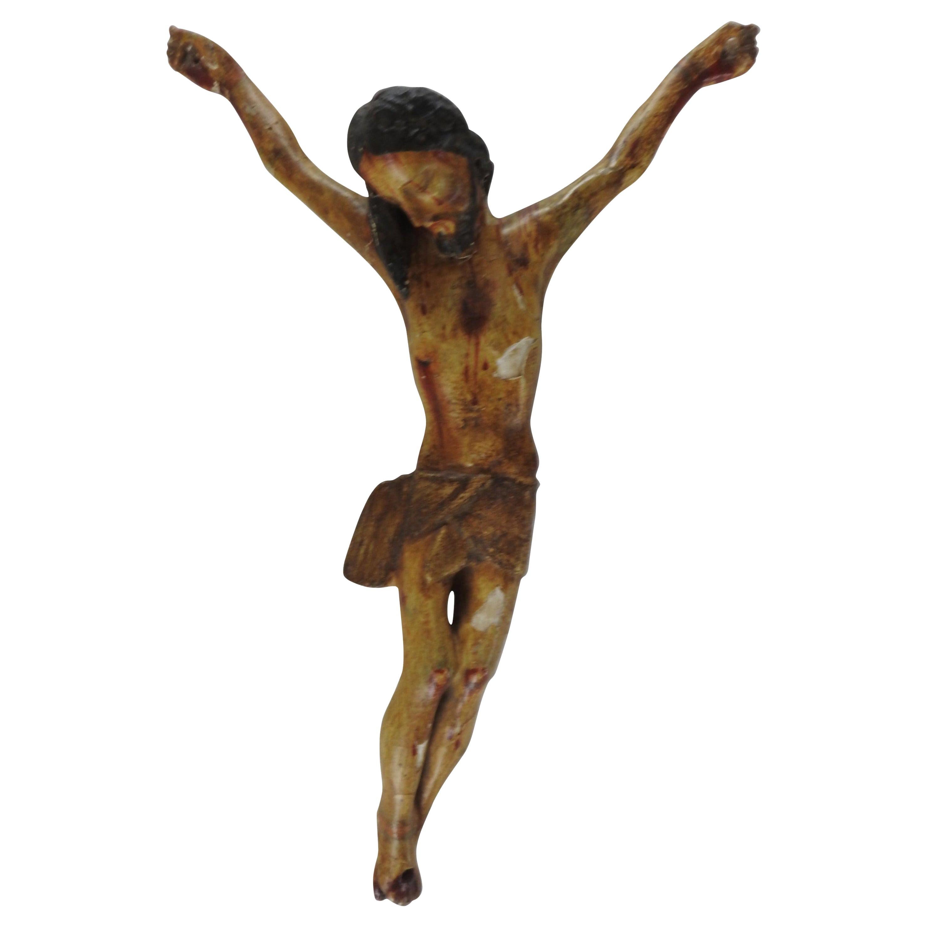 Italian Polychromed Crucifix For Sale