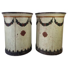 Italian Polychromed Drum Cupboards, Louis XVI Style, 18th Century