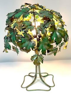Italian Polychromed Tole Grapevine Topiary Table Lamp, Circa 1960s