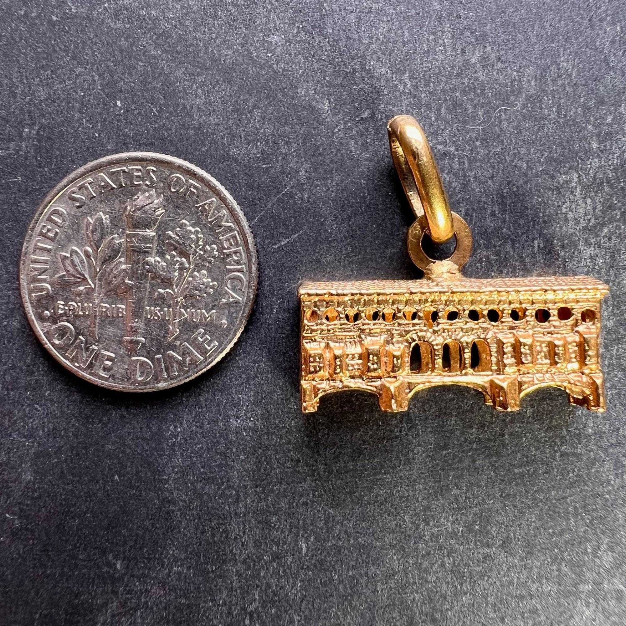 Italienischer italienischer Ponte Vecchio Brücke, Florenz, 18 Karat Gelbgold, Charm-Anhänger 6