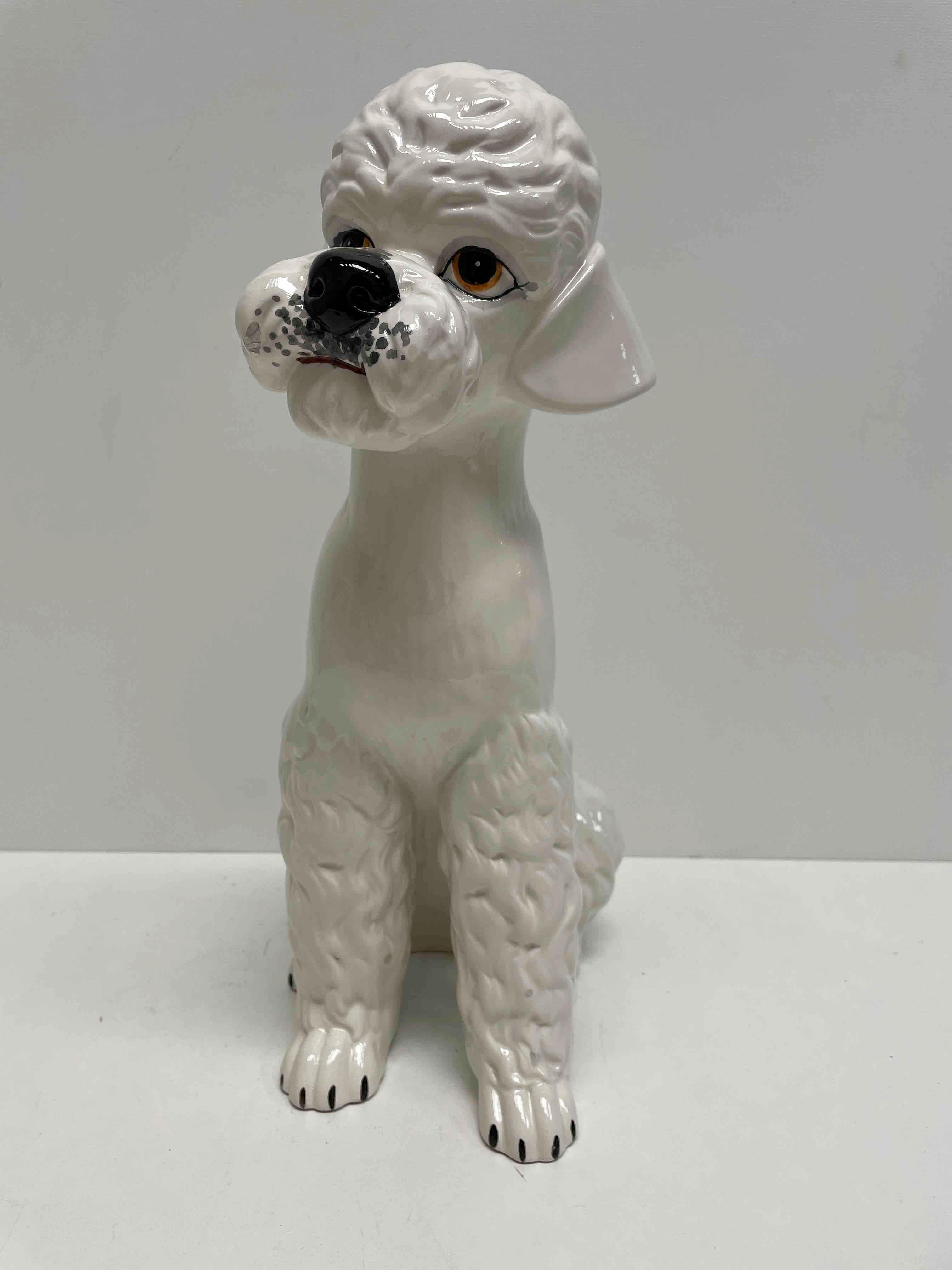 Italienische Pudel-Keramik-Hundestatue, Vintage, 1980er Jahre (Moderne) im Angebot