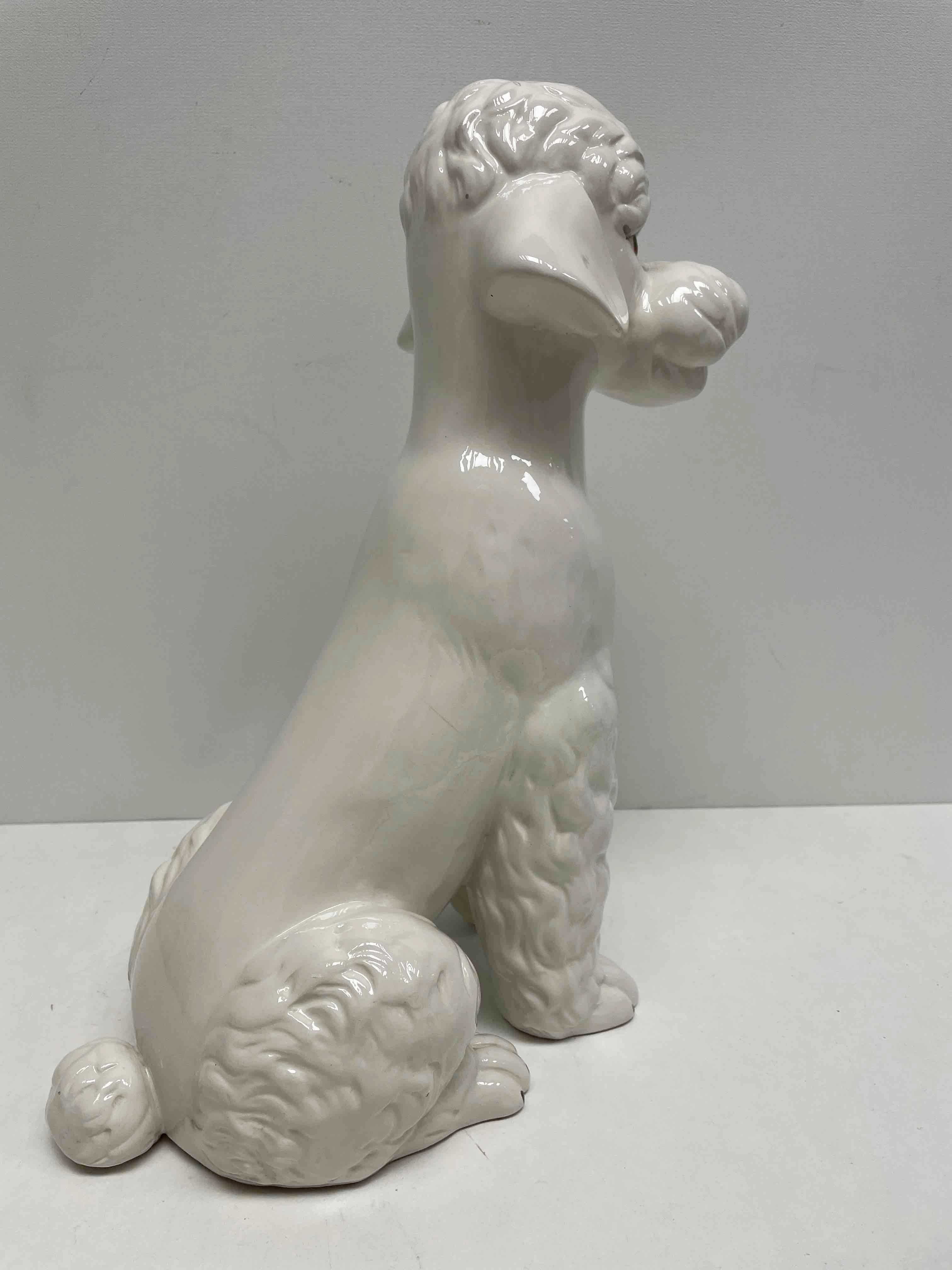 Modern Italian Poodle Ceramic Dog Statue Figurine Vintage, 1980s For Sale