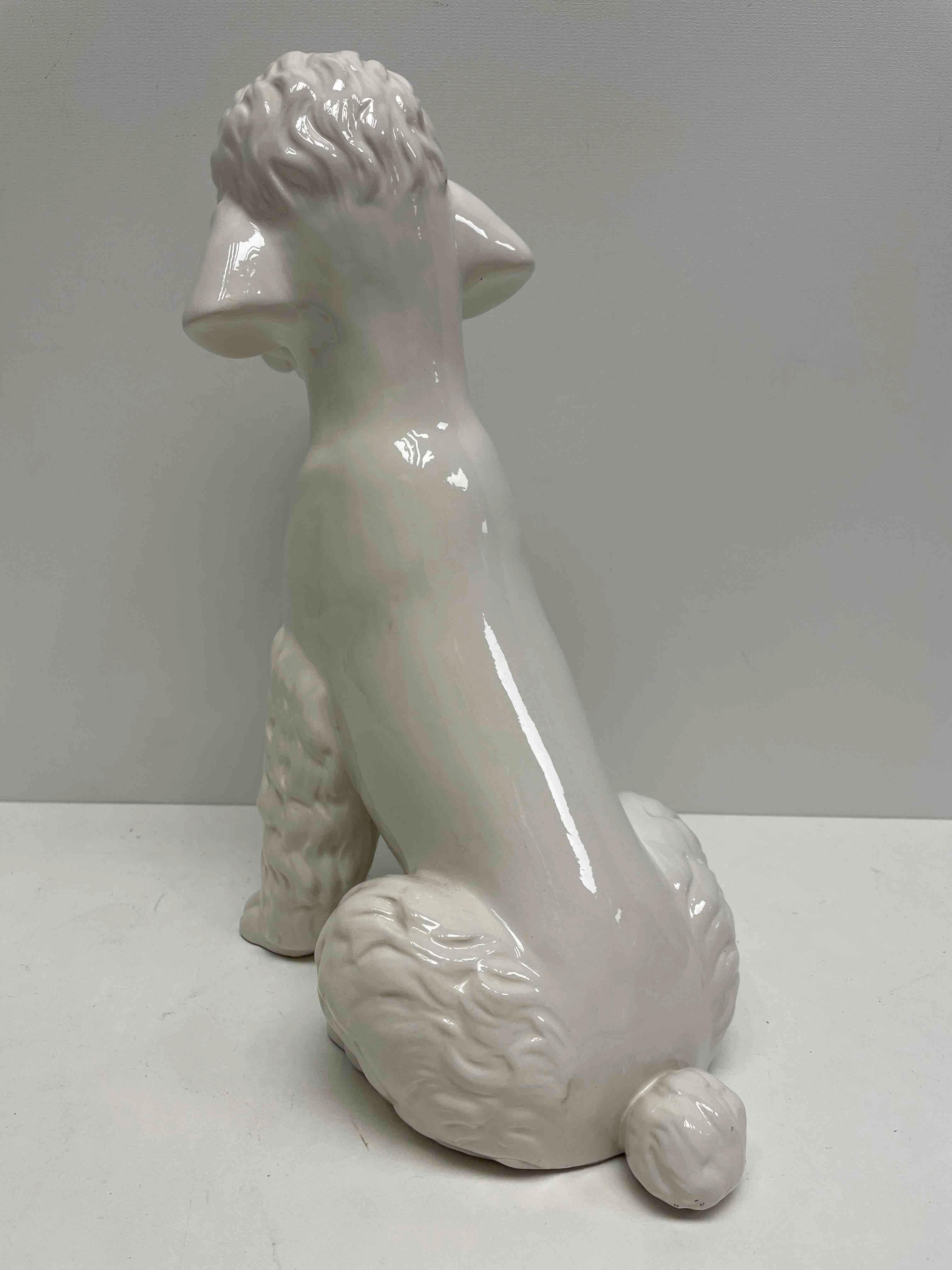 Glazed Italian Poodle Ceramic Dog Statue Figurine Vintage, 1980s For Sale
