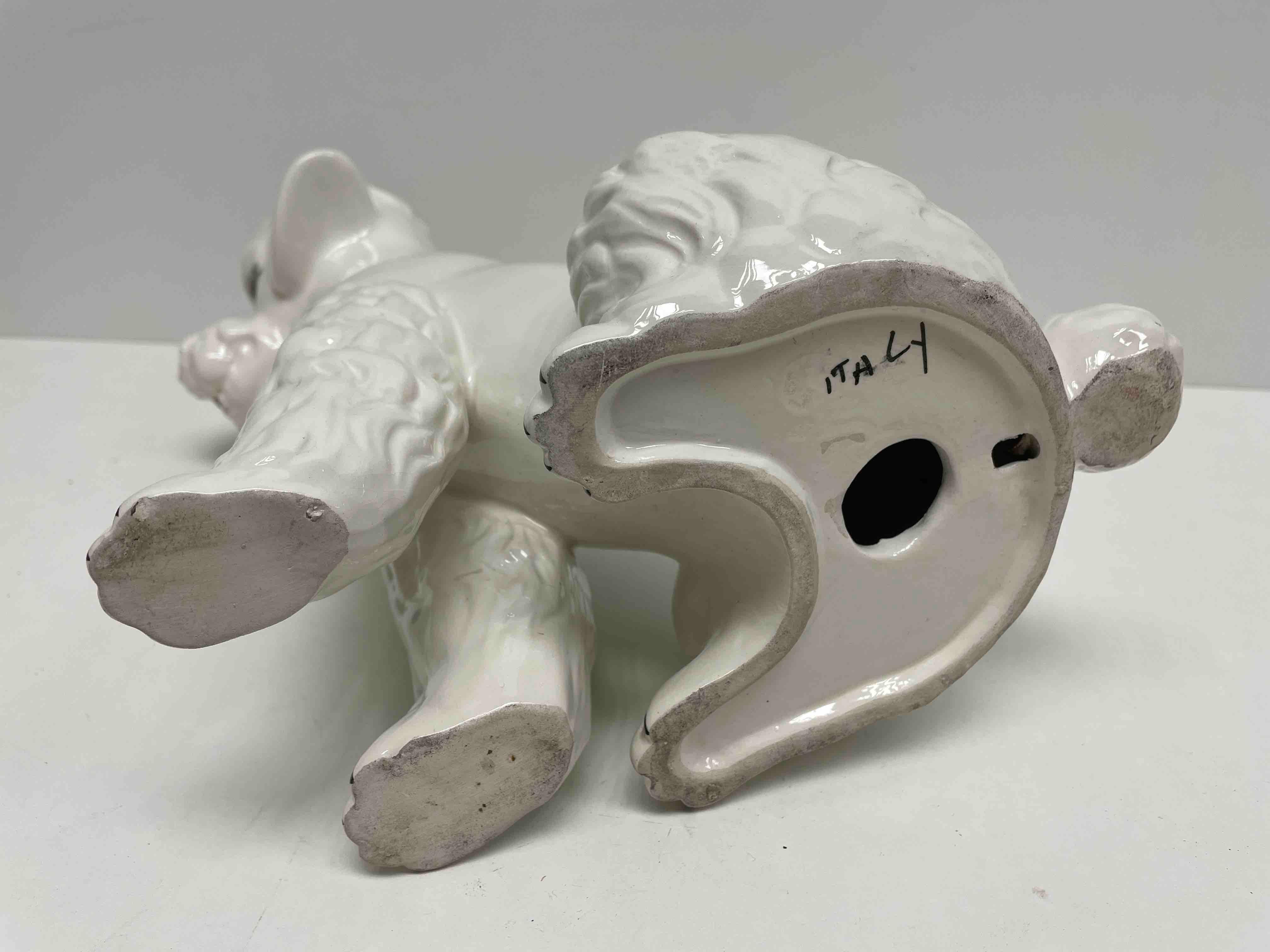 Italienische Pudel-Keramik-Hundestatue, Vintage, 1980er Jahre im Angebot 1