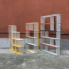 Italian POOL Shop Lacquered Color Wood Folding Bookcase, 1970s