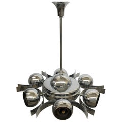 Italian Pop Art Space Age Chrome Ceiling Lamp with Six Balls, 1960s