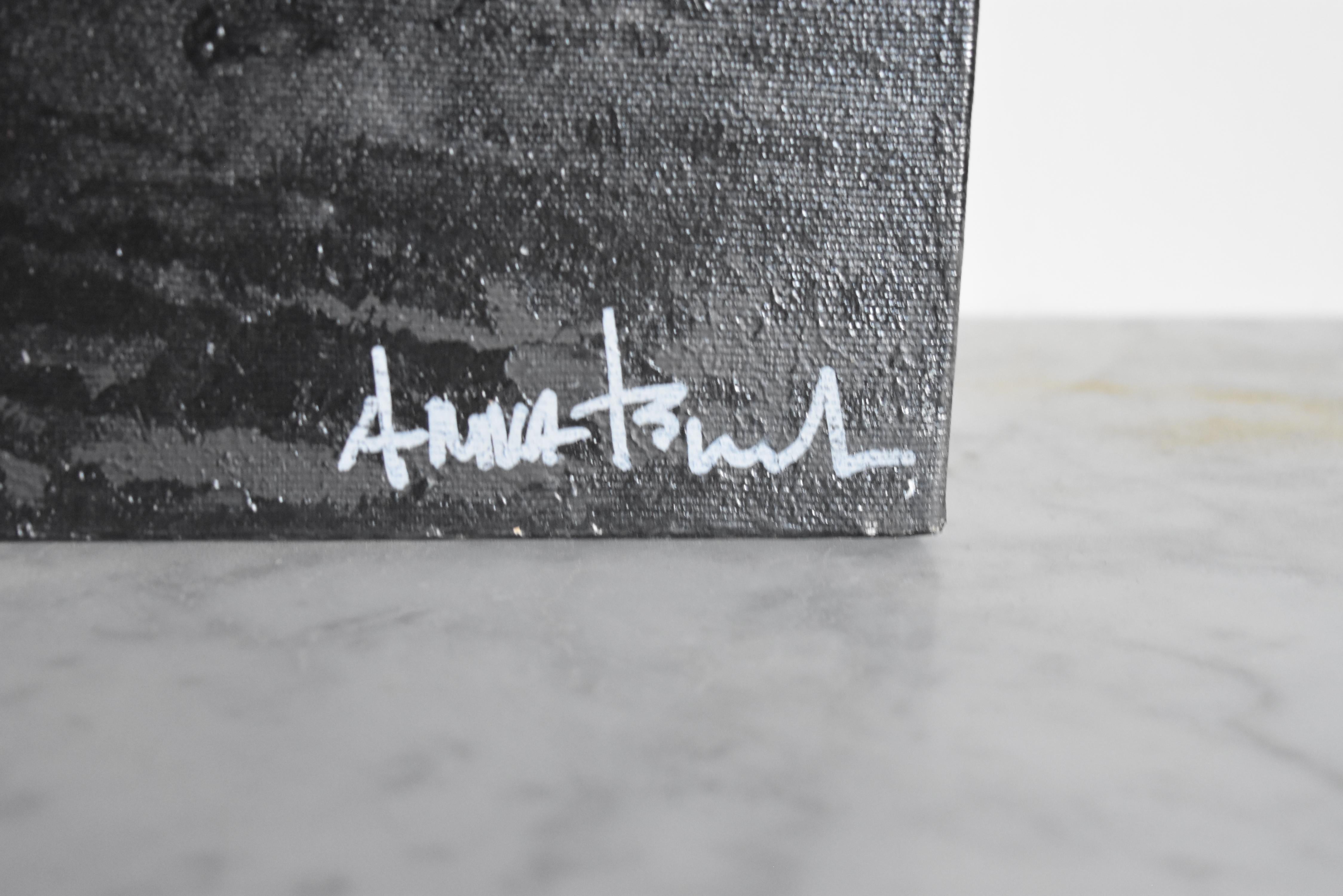 Italian Pop Artist Anna Bianchi’s Lenny Kravits Abstract Black and White Acrylic 1