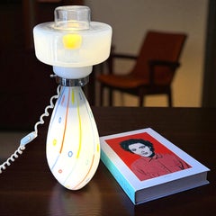 Italian POP vintage Murano glass & chrome lamp hand-painted, circa 1970