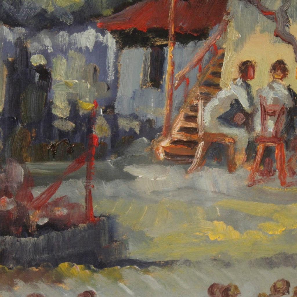 20th Century Oil on Board Italian Signed Popular Scene Painting, 1970 For Sale 2