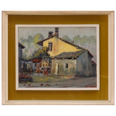 20th Century Oil on Board Italian Signed Popular Scene Painting, 1970