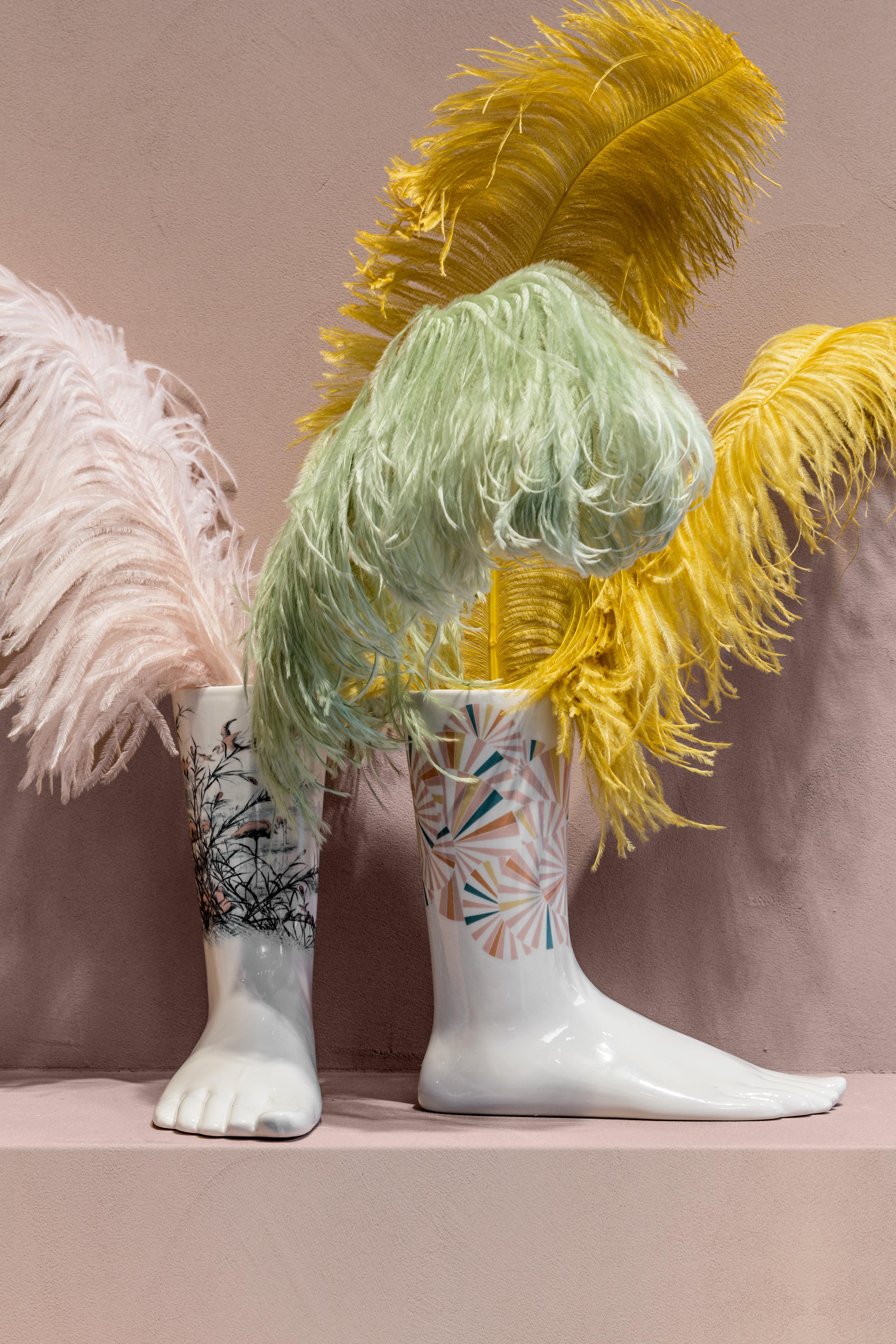 Italienisches Porzellan Anatomica der Fuß:: Flamingos Dekoration von Vito Nesta im Zustand „Neu“ im Angebot in Milano, Lombardia