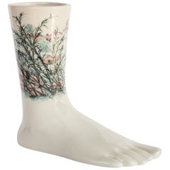 Italian Porcelain Anatomica the Foot, flamingos Decoration by Vito Nesta