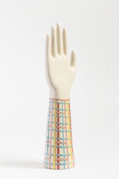 Anatomica, Porcelain Hand with 1990s Grid Decoration by Vito Nesta