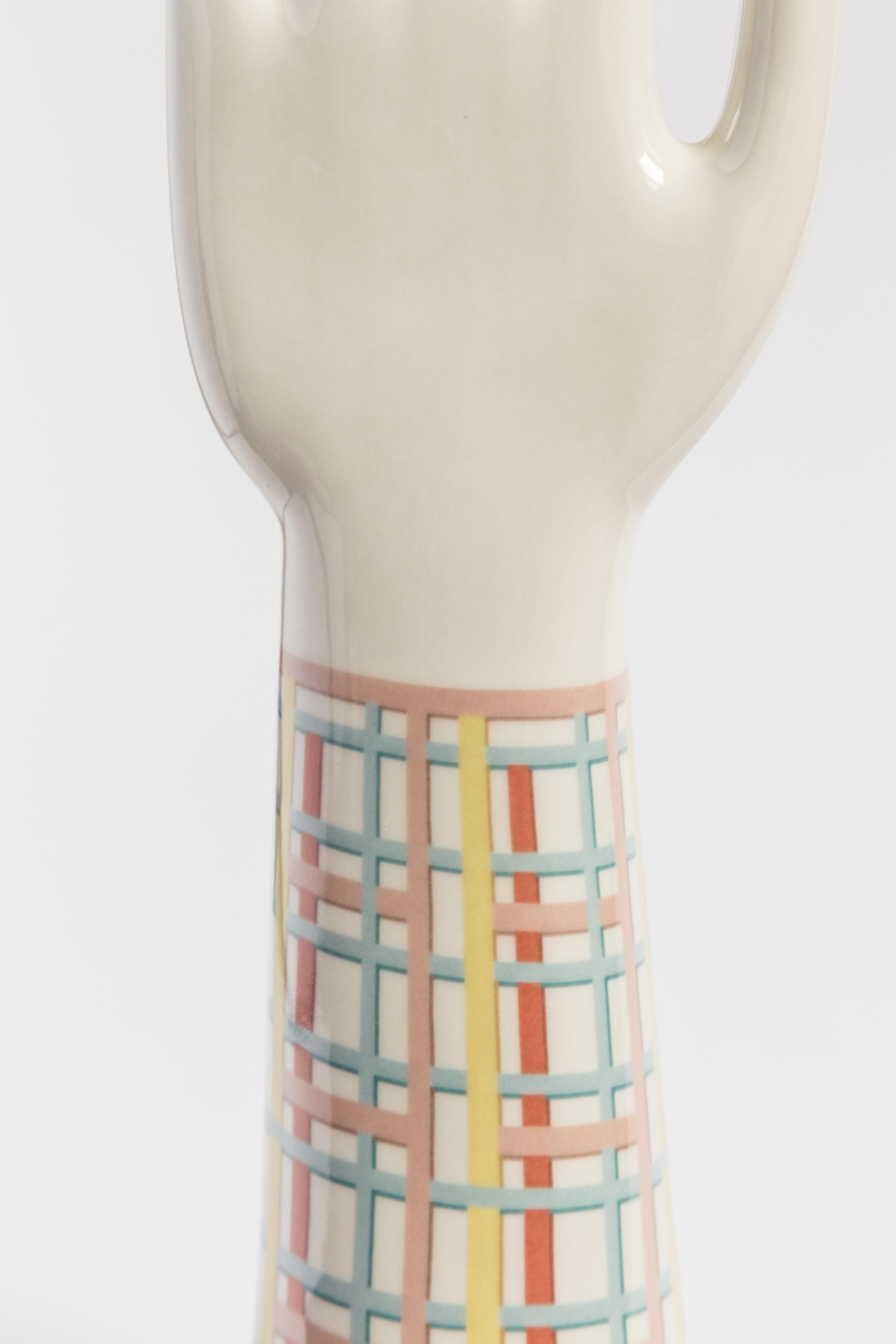 Italian Anatomica, Porcelain Hand with 1990s Grid Decoration by Vito Nesta For Sale