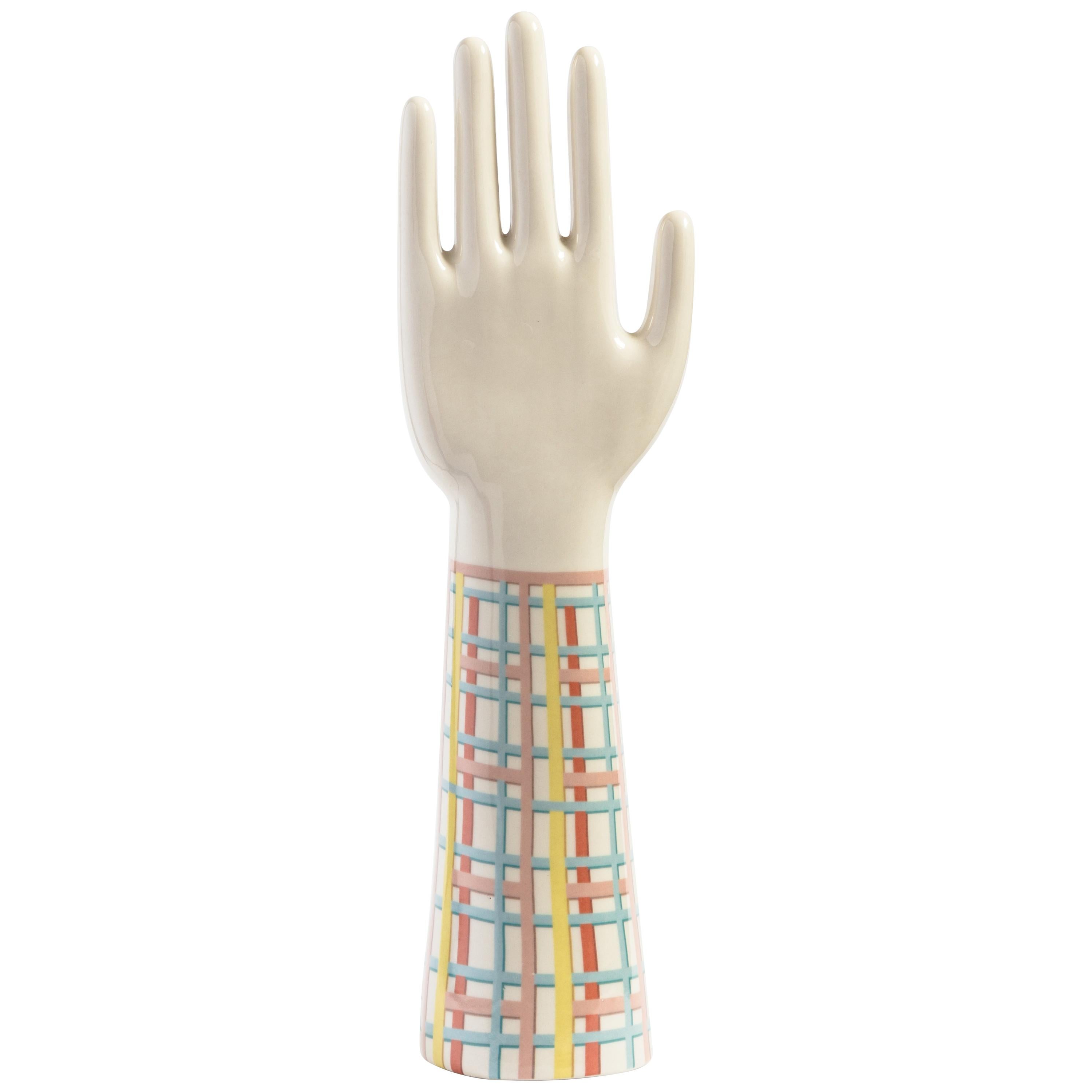Anatomica, Porcelain Hand with 1990s Grid Decoration by Vito Nesta