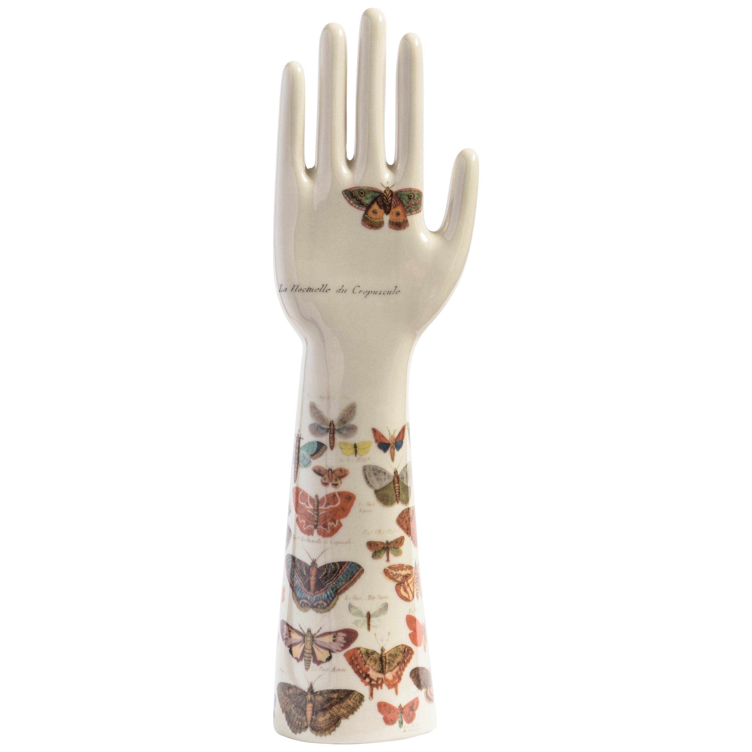Anatomica, Porcelain Hand with Butterflies Decoration by Vito Nesta For Sale