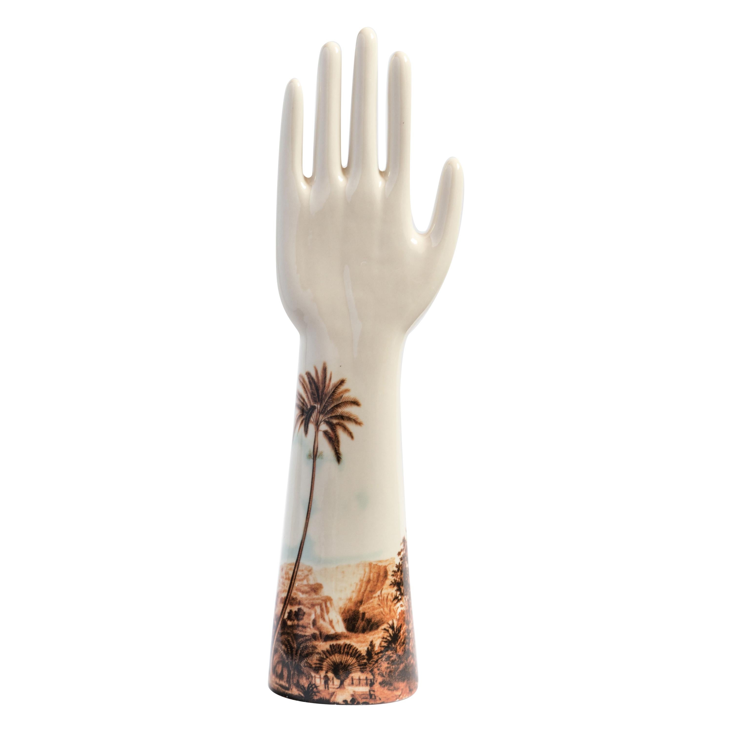 Anatomica, Porcelain Hand with Las Palmas Decoration by Vito Nesta For Sale