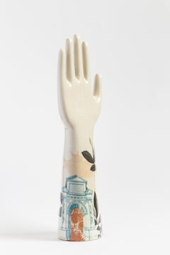 Anatomica, Porcelain Hand with Mediterraneo Decoration by Vito Nesta