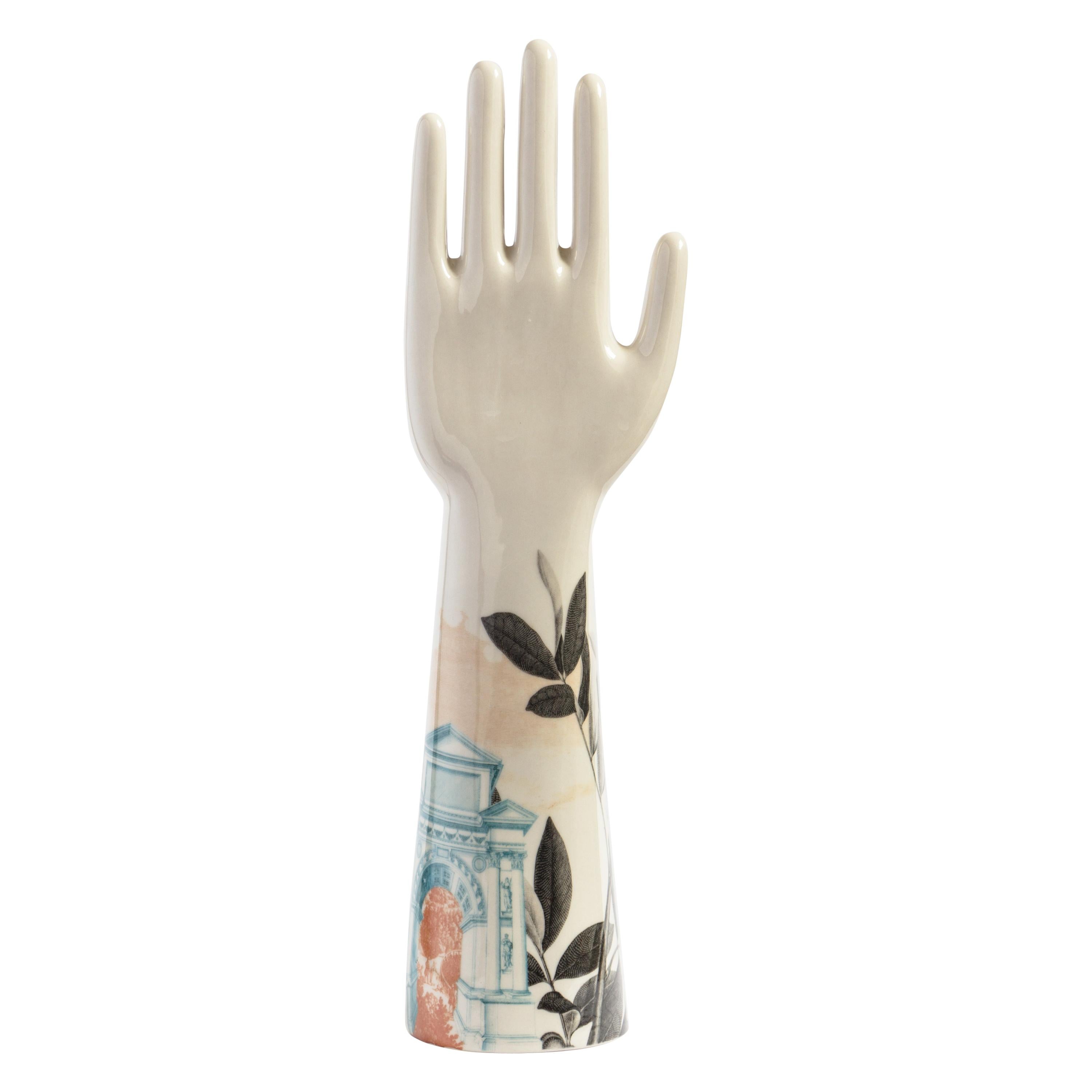 Anatomica, Porcelain Hand with Mediterraneo Decoration by Vito Nesta