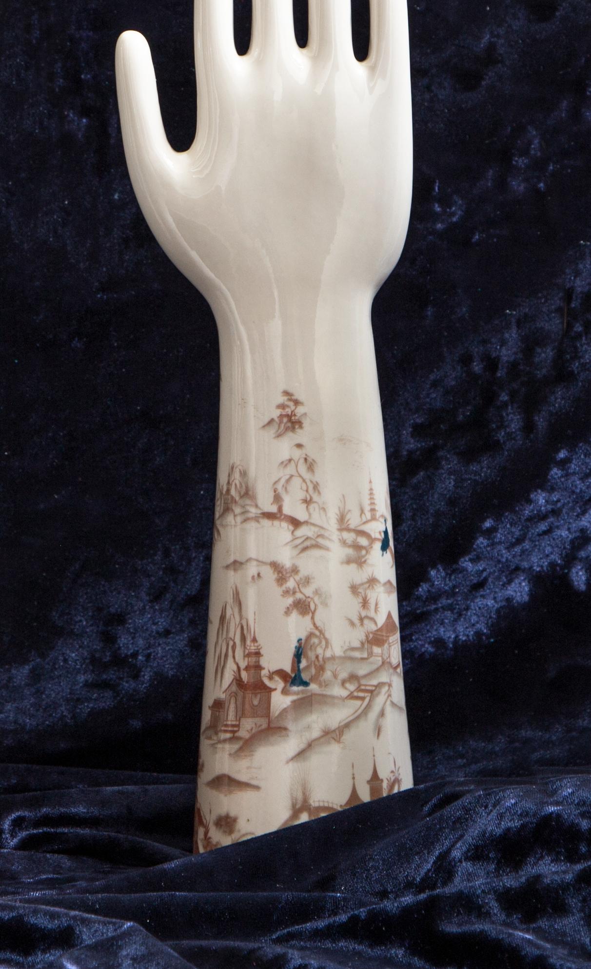 Contemporary Anatomica, Porcelain Hand with Natsumi Decoration by Vito Nesta For Sale