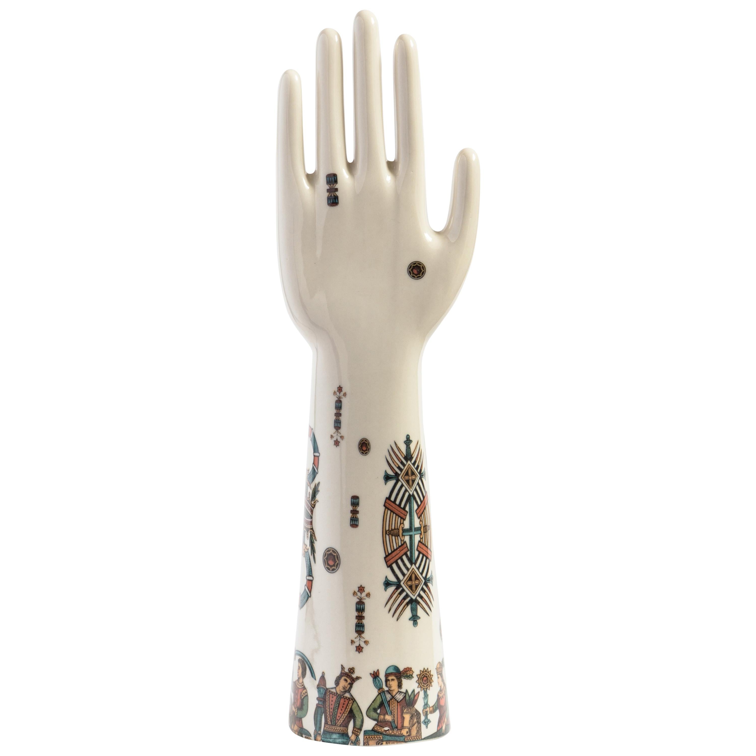 Anatomica, Porcelain Hand with Neapolitan cards Decoration by Vito Nesta For Sale