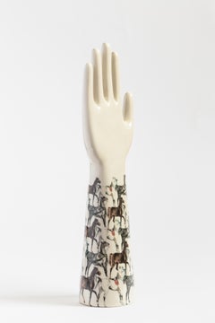 Italian Porcelain Anatomica the Hand, Palio di Siena Decoration by Vito Nesta